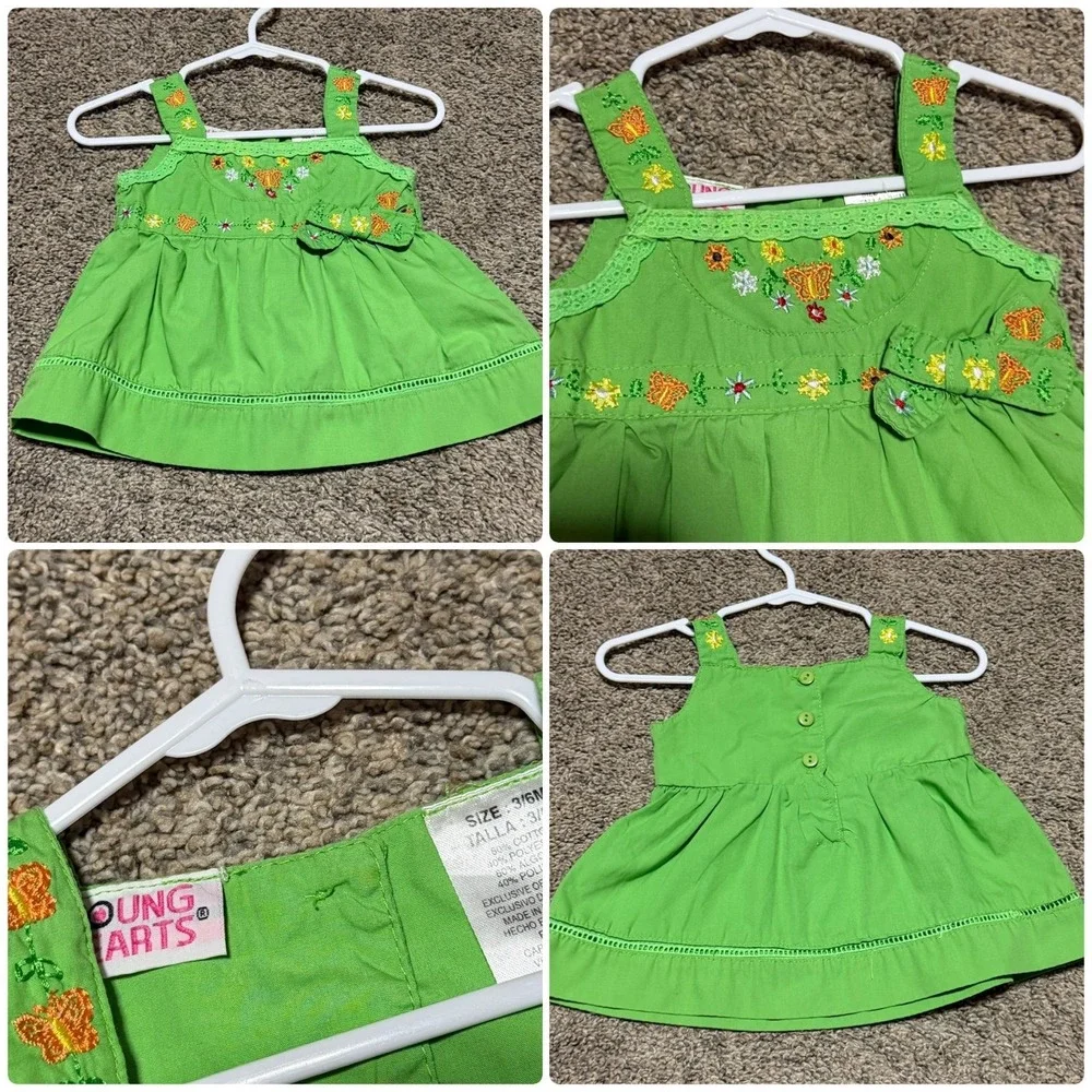 VTG Baby Girls Clothes Lot 6 Pieces 3-6M Carter's First Moments Dresses Romper
